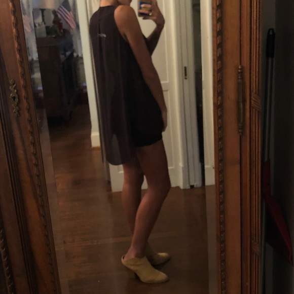 Aqua luxe blouse- beaded sleeveless high low - Picture 3 of 6